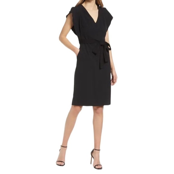 Eliza J Dresses & Skirts - Eliza J Ruffle Sleeve Sheath Dress in Black Size 6 New